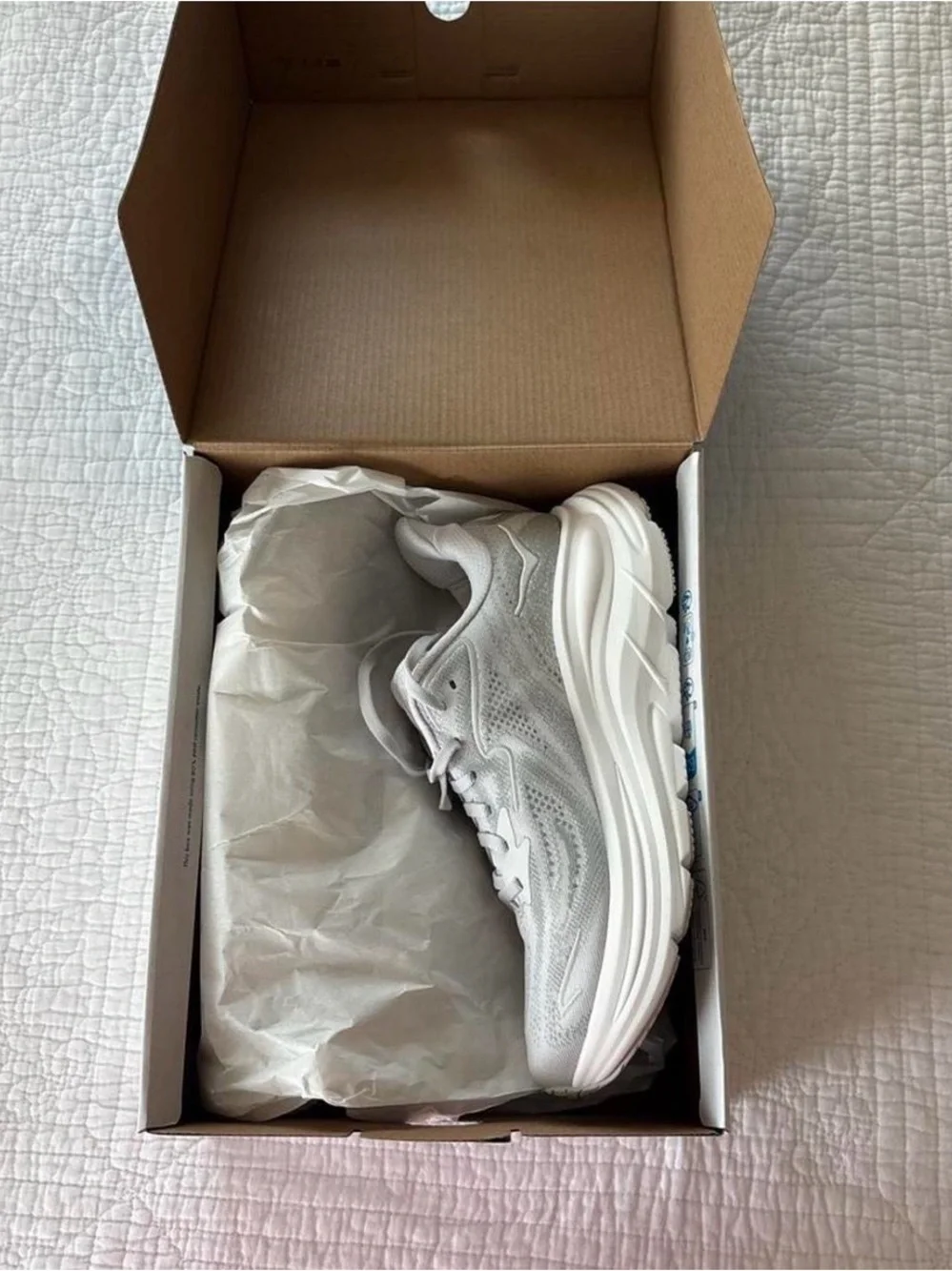 Hoka Light Gray and White Running Sneakers